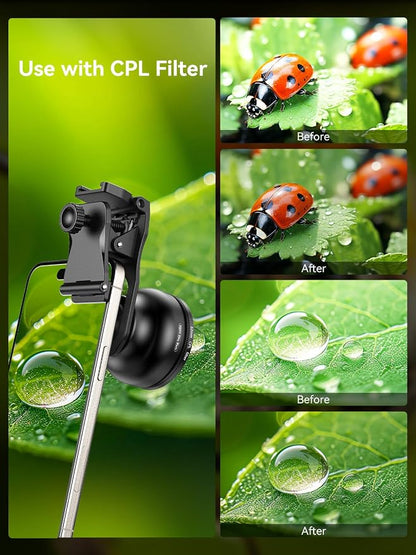 MIAO LAB 100 Ultra Macro Lens + 52mm CPL Filter & Star Filter - Macro Lens for iPhone, Android Phone | Professional Macro Photography of Flowers, Iinsects, Jewelry, Food Details and Small Objects