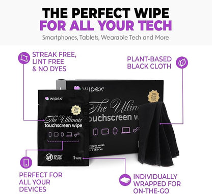 Wipex Screen Wipes & Gym Wipes Combo Pack - 75ct Gym Equipment Canister & 24ct Individually Wrapped Fitness Touch Screen Cloths, Safe for Yoga Mats & Electronics, Lavender Scent