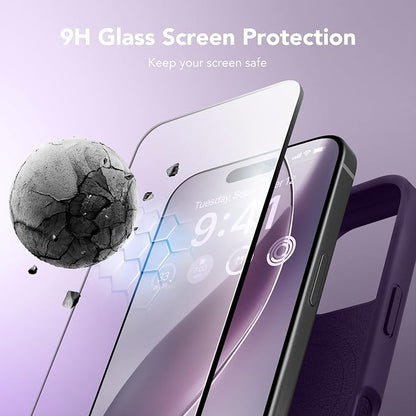 GONEZ Magnetic for iPhone 16 Pro Case, Compatible with MagSafe, [Screen Protector + Camera Lens Protector], Silicone Shockproof Anti-Scratch Protective Phone Case 6.3 inch, Deep Purple