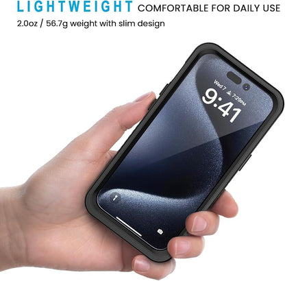 Lanhiem Magnetic for iPhone 15 Pro Case, Waterproof Dustproof Cover [Built in Screen Protector] [Compatible with MagSafe], Full Body Heavy Duty Phone Case for iPhone 15 Pro - 6.1” (Black)