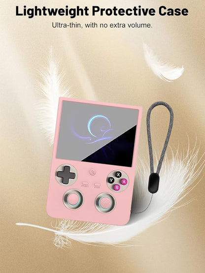 Silicone Protective Case for Anbernic RG477V Game Console, Full-Body Protective Cover with Precise Cutout, Shockproof Dustproof Protector Sleeve & Scratch-Resistant Sleeve (Pink)