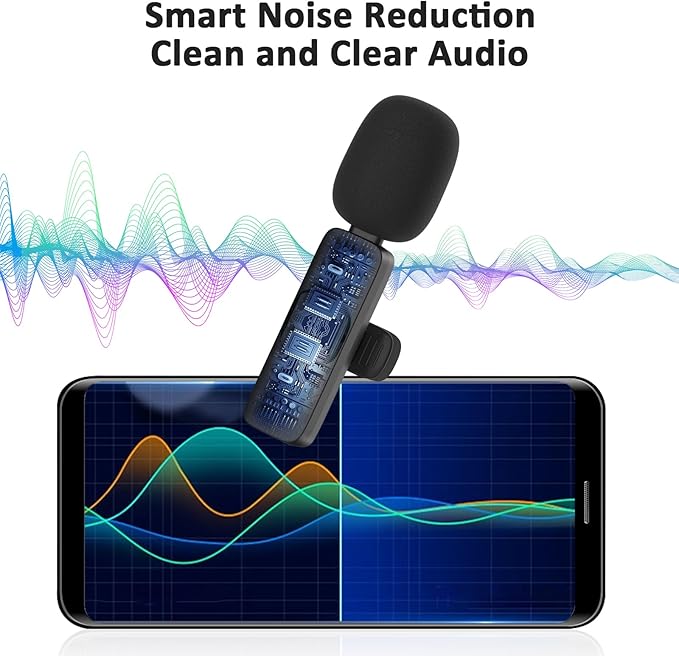 MAYBESTA Wireless Mini Microphone for iPhone 14 Below - Bluetooth Lapel Mic for Video Recording - Clip on Phone Microphones for YouTube Tiktok(Lightning / 2 mics)