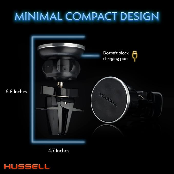 HUSSELL Magnetic Phone Car Mount, Air Vent Phone Mount for Car 360° Adjustable Universal Magnet Phone Holder - Compatible with Any Cell Phone, iPhone Galaxy LG Huawei