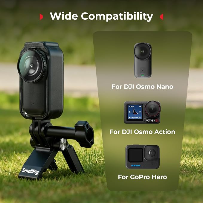 SmallRig Magnetic Mount for Action Camera, for DJI Osmo Nano/Action 4/5 pro, for GoPro Hero 13/12/11, with Quick Release Plate for Arca-Swiss, 1/4"-20 Locating Hole, Ultra-Low-Angle Shooting