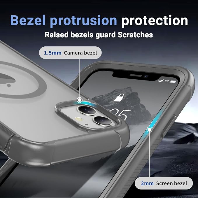 jaroco Magnetic for iPhone 11 Case, [Compatible with MagSafe][Military Grade Drop Protection][Heavy Duty Protection][Non-Slip][Shockproof] 2-Layer Durable Bumper Phone Case 6.1''-Gray