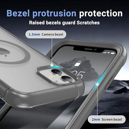 jaroco Magnetic for iPhone 11 Case, [Compatible with MagSafe][Military Grade Drop Protection][Heavy Duty Protection][Non-Slip][Shockproof] 2-Layer Durable Bumper Phone Case 6.1''-Gray
