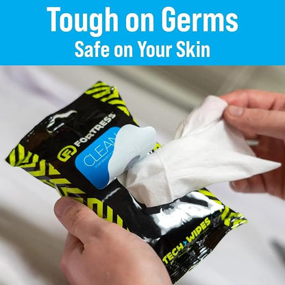 Fortress Electronic Wipes (25 ct.) To-Go Tech Wipes for Screens, Phones, Keyboards, TV Monitors, Computer Screens [Travel Size] Skin-Safe