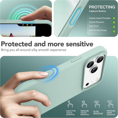 GONEZ Magnetic for iPhone 17 Pro Max Case, Compatible with MagSafe, [Screen Protector + Camera Lens Protector], Liquid Silicone Anti-Scratch Shockproof Protective Phone Case 6.9 inch, Mint Green