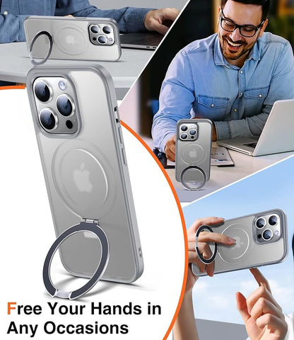 Chicfun 3-in-1 [Magnetic+Kickstand+Ring Holder] for iPhone 13 Pro Case Compatible with MagSafe, iPhone 13 Pro Phone Case with Stand Military Shockproof Protective Magnetic Matte Hard Cover