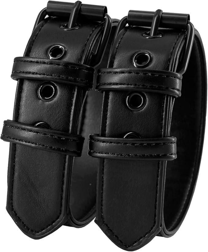 Men Leather Armband Adjustable Bulldog Buckle Bracelet Harness 2-Pack