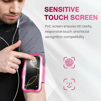 PORTHOLIC 2025 Running Armband Water Resistant Sports Phone Holder Case with Extension Strap, Key Card Slot Up to 6.9" Phone for iPhone 17/16/15/14/13 Plus Air Pro Max XR/XS, Galaxy S25/24/S10