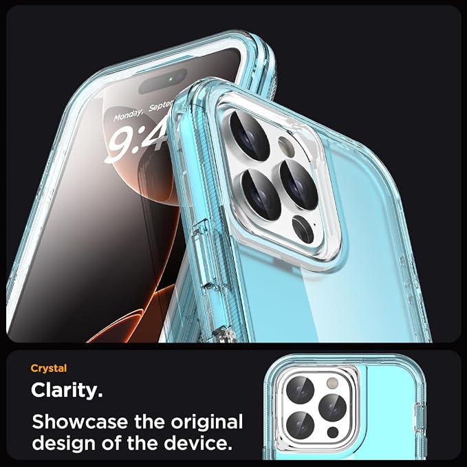 AICase for iPhone 16 Pro Case Clear 3 in 1 Heavy Duty Drop Protection Full Body Rugged Shockproof/Dust Proof 3-Layer Military Protective Tough Durable Cover for iPhone 16 Pro 6.3"_4