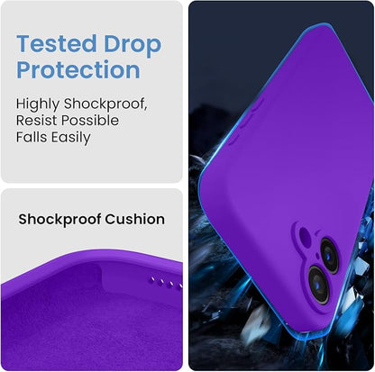 FireNova Designed for iPhone 16 Case, Silicone Upgraded [Camera Protection] Phone Case, Soft Anti-Scratch Microfiber Lining Inside, 6.1 inch, Neon Purple