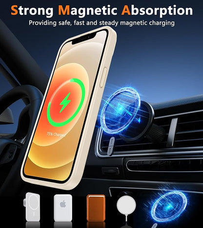 FNTCASE for iPhone 12 Phone Case: for iPhone 12 Pro Magnetic Matte Textured Military Grade Drop Protection Translucent Cell Cover - Slim Durable Shockproof Protective Bumper