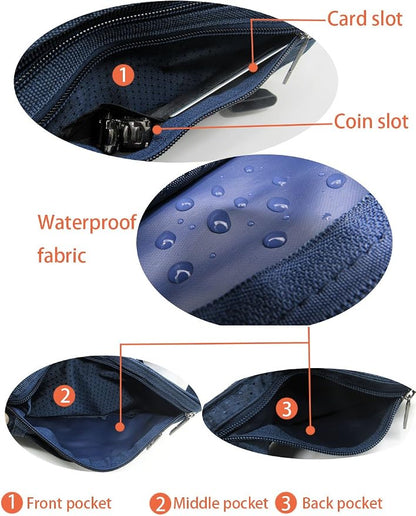 Naoki Outdoor Sports Running Jogging Cycling Hiking Camping Climbing Travel Ultra-thin Waterproof Polyester Waist Pack/Bag Runner Belt(Dark Blue)