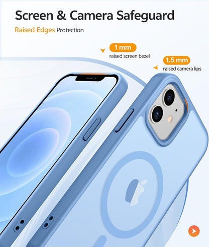 FNTCASE for iPhone 13 Mini Case: for iPhone 12 Mini Case [Compatible with Magsafe] Translucent Matte Magnetic Phone Cover - Military Grade Drop Protection Shockproof Protective Cases - Light Blue