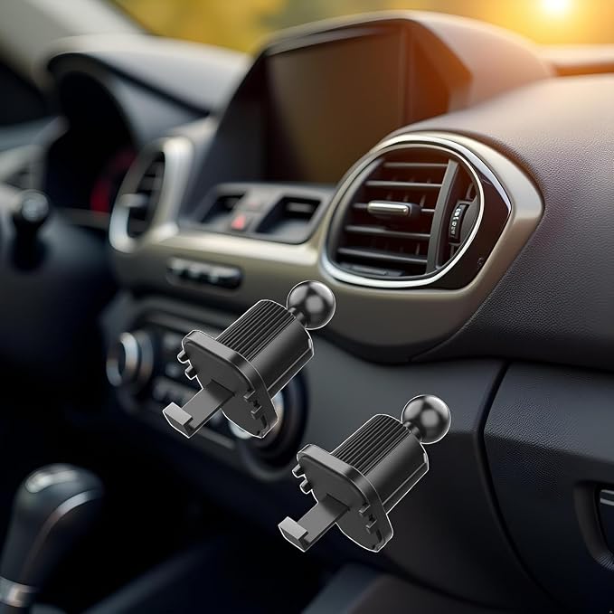 2Pcs Black Universal Air Vent Clip for Car Phone Mount Cellphone Holder Vent Grip W Joint Ball Dia- for Most Car Bracket Universal Air Vent Clip for Phone Cellphone Holder Grip (17mm)