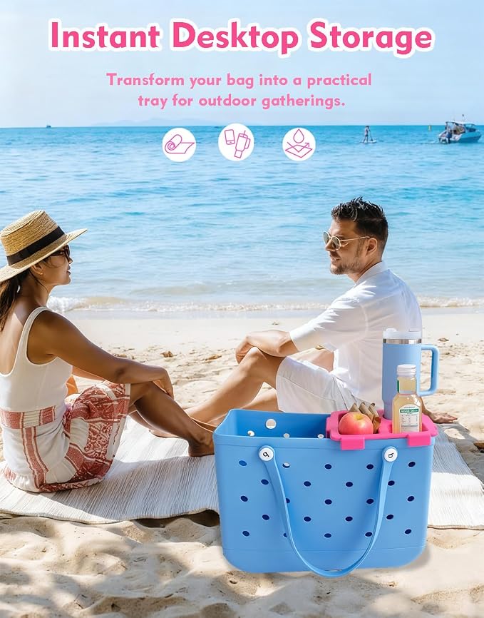 Top Cup Phone Holder Tray Storage Lid for Stanley Compatible with Bogg Bag XL Cover, Cup Organizer Holder Waterproof Silicone Multifunctional Storage Box for Outdoor Beath Camping Travel (Red, L)