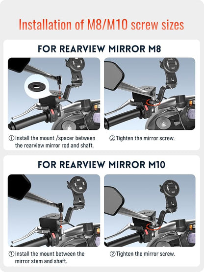 sincetop Motorcycle Rearview Mirror Phone Mount - Series Q [ Quad ] - Motorbike Phone Holder,Quick Release Aluminum Moto ATV Scooter Cell Phone Stand