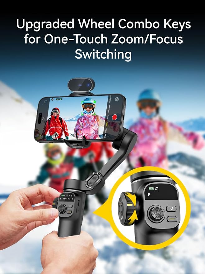AOCHUAN Gimbal Stabilizer for iPhone with AI Tracking Sensor, Elevate Your Filming w/7.8" Extension Rod and OLED Screen for iPhone Gimbal, Gimbal w/8.0 Stability for Sports Shooting-Smart X2 AI Black