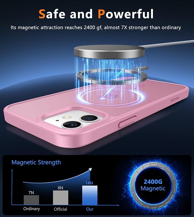 FNTCASE for iPhone 12 Phone Case: for iPhone 12 Pro Magnetic Matte Textured Military Grade Drop Protection Translucent Cell Cover - Slim Durable Shockproof Protective Bumper