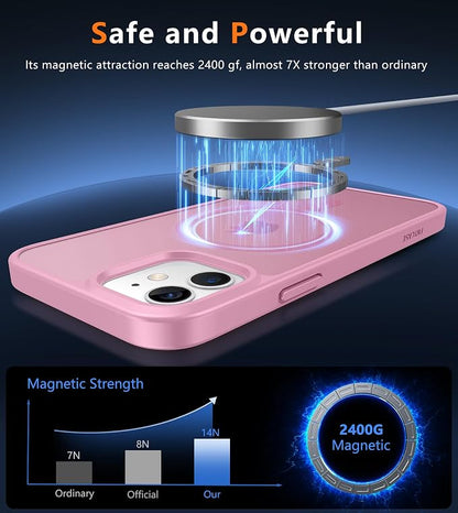 FNTCASE for iPhone 12 Phone Case: for iPhone 12 Pro Magnetic Matte Textured Military Grade Drop Protection Translucent Cell Cover - Slim Durable Shockproof Protective Bumper