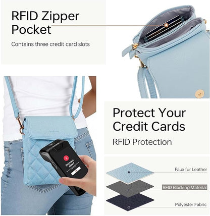 RFID Small Crossbody Purses for Women Quilted Cell Phone Purse with RFID Blocking Credit Card Slots