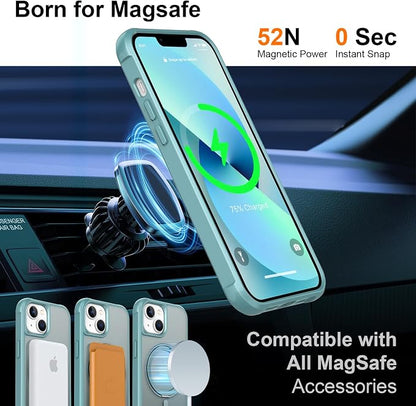 360° Magnetic Swivel Ring for iPhone 13 case, Built-in Metal Stand and Ring Holder, Magsafe Compatible, Military Grade Protection, Shock and Vibration Resistant-Lake Blue