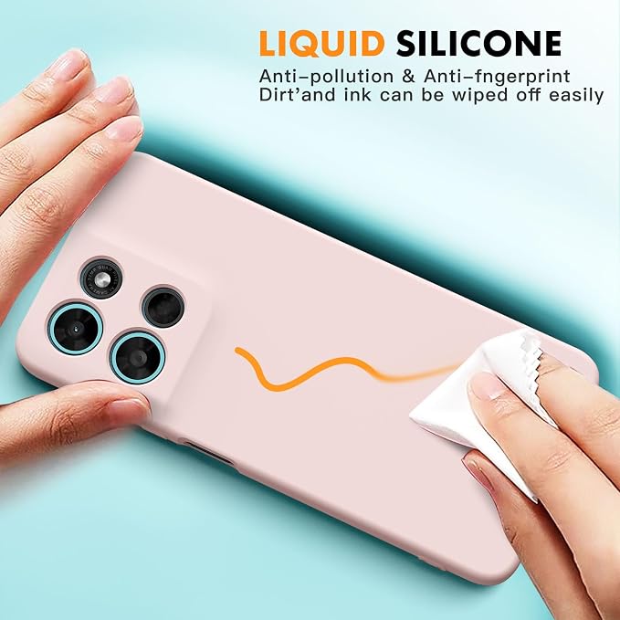for Motorola Moto G 2026/G Play 2026 Case, 2 Pack Tempered Glass Screen Protectors, Soft TPU Liquid Silicone Shockproof Gel Cover-Pink