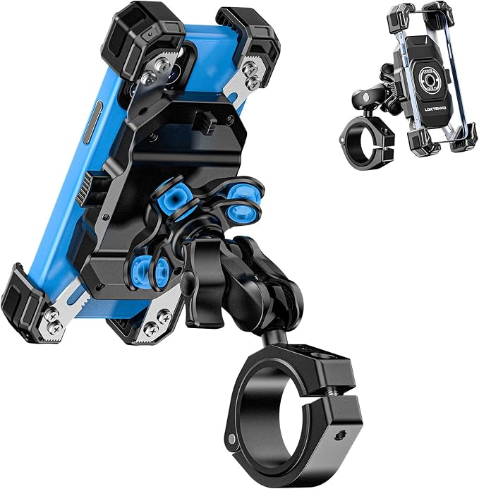 LOKTENWO Anti-Theft UTV Phone Mount with Vibration Dampener, Adjustable UTV Cellphone Holder Fit on 1.5''/1.65''/1.75''/1.85'' Roll Cage Bar, for 5.4''-7'' Smartphone