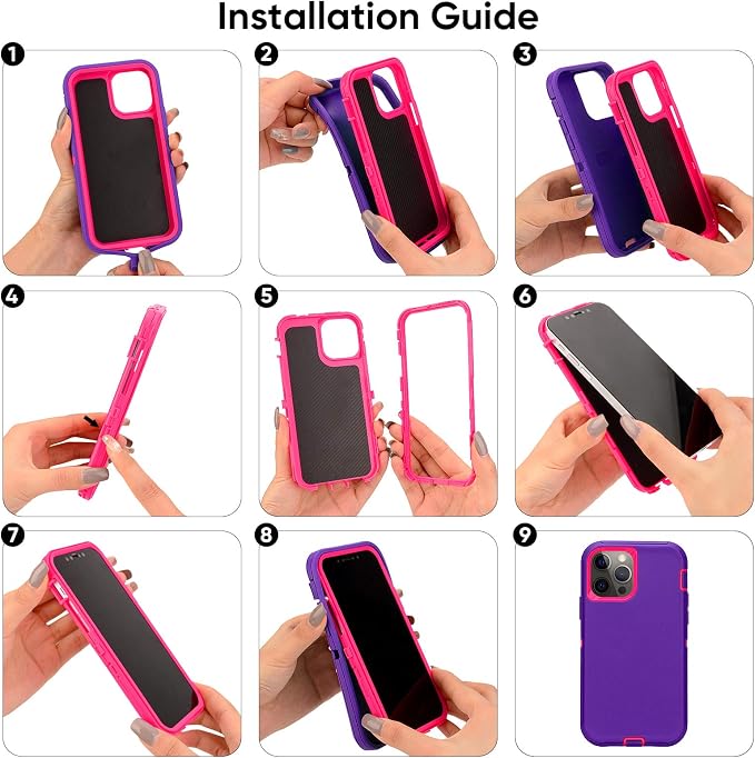 Sansunto for iPhone 13 Case, Phone Case for 15 & 14, Protective Heavy Duty Shockproof 3 in 1 Silicone Rubber Cover, Rugged Hybrid Durable Phone Case for iPhone 6e in 6.1 Inch
