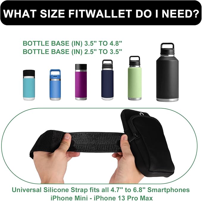Gym Water Bottle Pouch, Double Layer Water Bottle Holder Water Bottle Sleeve Bag for Cards Keys Wallet Running Phone Holder Gym Phone Bag for Men Women Running Sports Bike