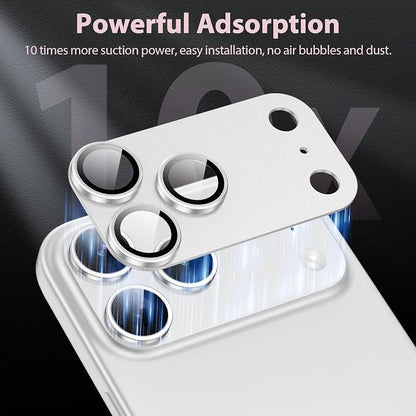 for iPhone 17 Pro Camera Lens Protector, [Anti-Scratch] [Ultra HD Clear] [Strong Adhesion] Metal Aluminum Alloy Tempered Glass Camera Screen Cover(Silver)