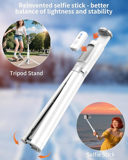 Selfie Stick Tripod - Tripod for iPhone with Remote, Lightweight Phone Stand for Android, Extendable Phone Tripods Stand Compatible with All Cell Phones for Video Recording/Photo/Live Stream/Vlog