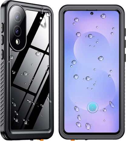 SPIDERCASE Only for Samsung Galaxy S25 Edge Case Waterproof, Built-in Screen & Camera Lens Protector[IP68] [Military Grade Shockproof] Full Protection Only for S25 Edge 6.7”, Black/Clear