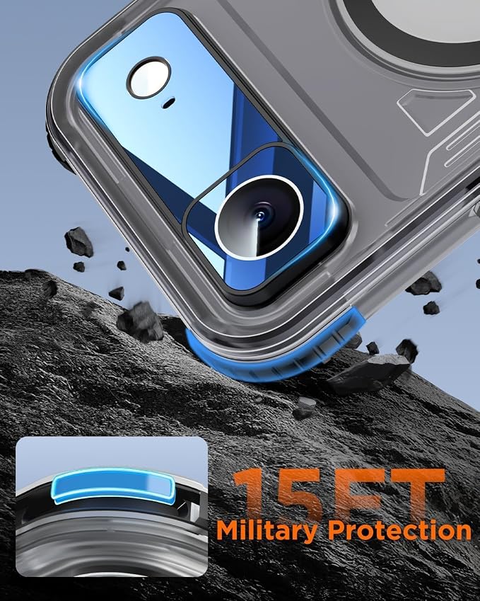 for iPhone Air Waterproof Case with Magsafe, Built-in [Camera & Screen Protector] [Lanyard], IP68 Water Proof Full Body Dustproof Heavy Duty Frosted Protective Phone Cover, 6.7" Black