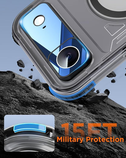 for iPhone Air Waterproof Case with Magsafe, Built-in [Camera & Screen Protector] [Lanyard], IP68 Water Proof Full Body Dustproof Heavy Duty Frosted Protective Phone Cover, 6.7" Black