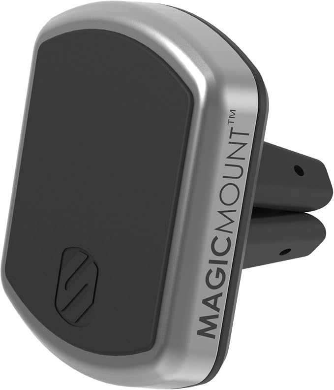 Scosche MPVA MagicMount Pro Vent Magnetic Phone Holder for Vehicles, Removable Phone Mount For Car, Cradle-free Design, Kickstand for Table Top Use, Silver/Black