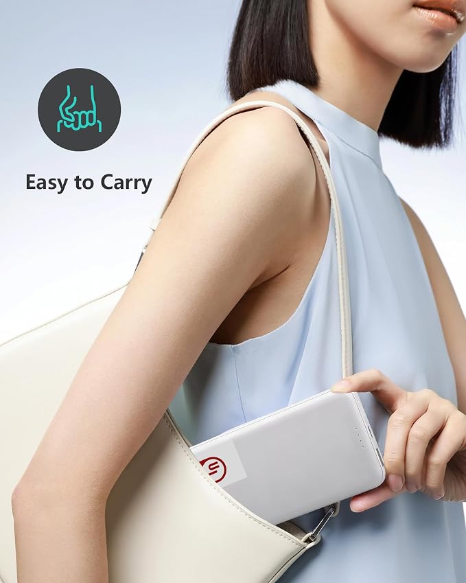 Miady UL Listed 2-Pack Portable Charger 10000mAh Power Bank Battery Pack | 37Wh丨Built-in 2 Cables丨Slim丨Compatible with iPhone 17 Galaxy S24 Android etc丨Flight-Safe丨Travel Camping Essential丨Black+White
