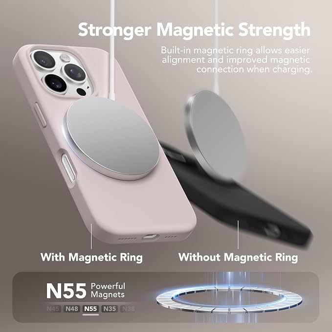 GONEZ Magnetic for iPhone 16 Pro Max Case, Compatible with MagSafe, Liquid Silicone Case, with Screen Protector + Camera Protector, Full Body Protective Shockproof Phone Cover 6.9", Light Taro