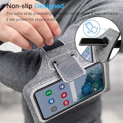 JEMACHE Armband for Samsung Galaxy S26 S25 S24 S23 S22 Ultra/Plus/FE, Gym Running Workouts Arm Band with Earbuds Holder (Grey)