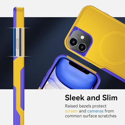 Xmon for iPhone 11 Magnetic Case [Compatible with MagSafe] Tempered Glass Screen Protector with Camera Lens Protector Phone Case Cover for Apple iPhone 11 (Magnetic Yellow)
