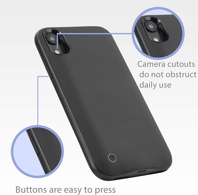 BoxWave Battery Compatible with Apple iPhone XR - RocketPack Slim Edition, Ultra Slim, High Capacity Battery Cover - Jet Black