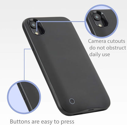 BoxWave Battery Compatible with Apple iPhone XR - RocketPack Slim Edition, Ultra Slim, High Capacity Battery Cover - Jet Black
