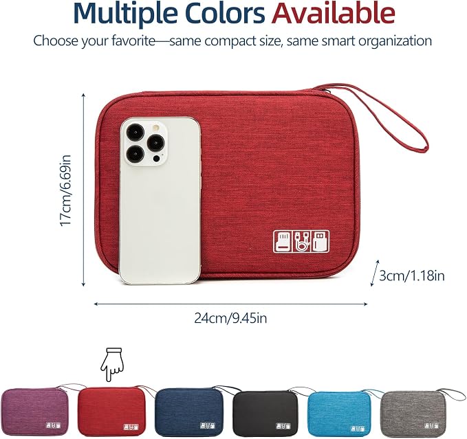Cord Organizer Travel Case, Cable Organizer Bag for Chargers, USB Cables, Power Bank & Electronics Accessories, Portable Tech Organizer Pouch with Mesh Pockets, Water Resistant Travel Gear Bag