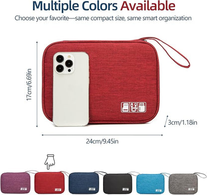Cord Organizer Travel Case, Cable Organizer Bag for Chargers, USB Cables, Power Bank & Electronics Accessories, Portable Tech Organizer Pouch with Mesh Pockets, Water Resistant Travel Gear Bag
