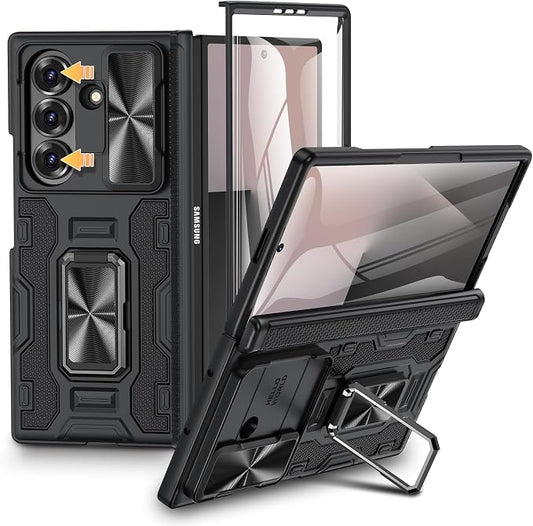 VEGO for Galaxy-Z-Fold-7-Case:Samsung Z Fold 7 Case with Lens Cover,Black | Built-in Screen Protector & 360° Kickstand Full-Body Drop Protection Rugged Case for Samsung Galaxy Fold7 5G 2025