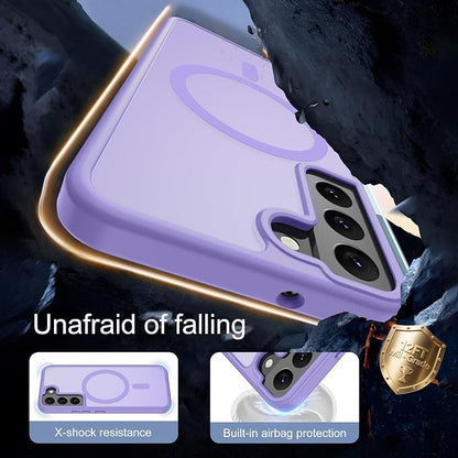 for Samsung Galaxy S22 Case [Compatible with Magsafe] Translucent Matte Magnetic Phone Case,Slim Thin Duty Shockproof Protection Cover with 2pc HD Screen Protector-Light Purple
