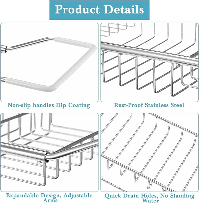 Cabilock Stainless Steel Expandable Bathtub Tray, Chrome Polished Telescopic Bath Tub Shelf, Bathroom Organizer for Soap, Shampoo, Phone and Sundries