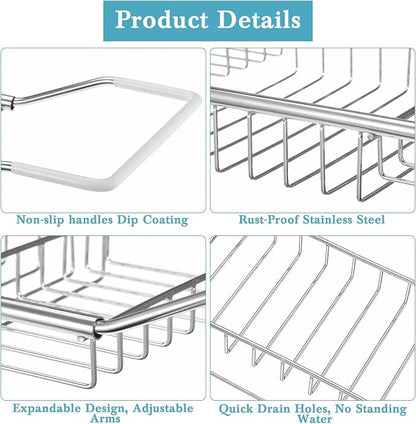 Cabilock Stainless Steel Expandable Bathtub Tray, Chrome Polished Telescopic Bath Tub Shelf, Bathroom Organizer for Soap, Shampoo, Phone and Sundries